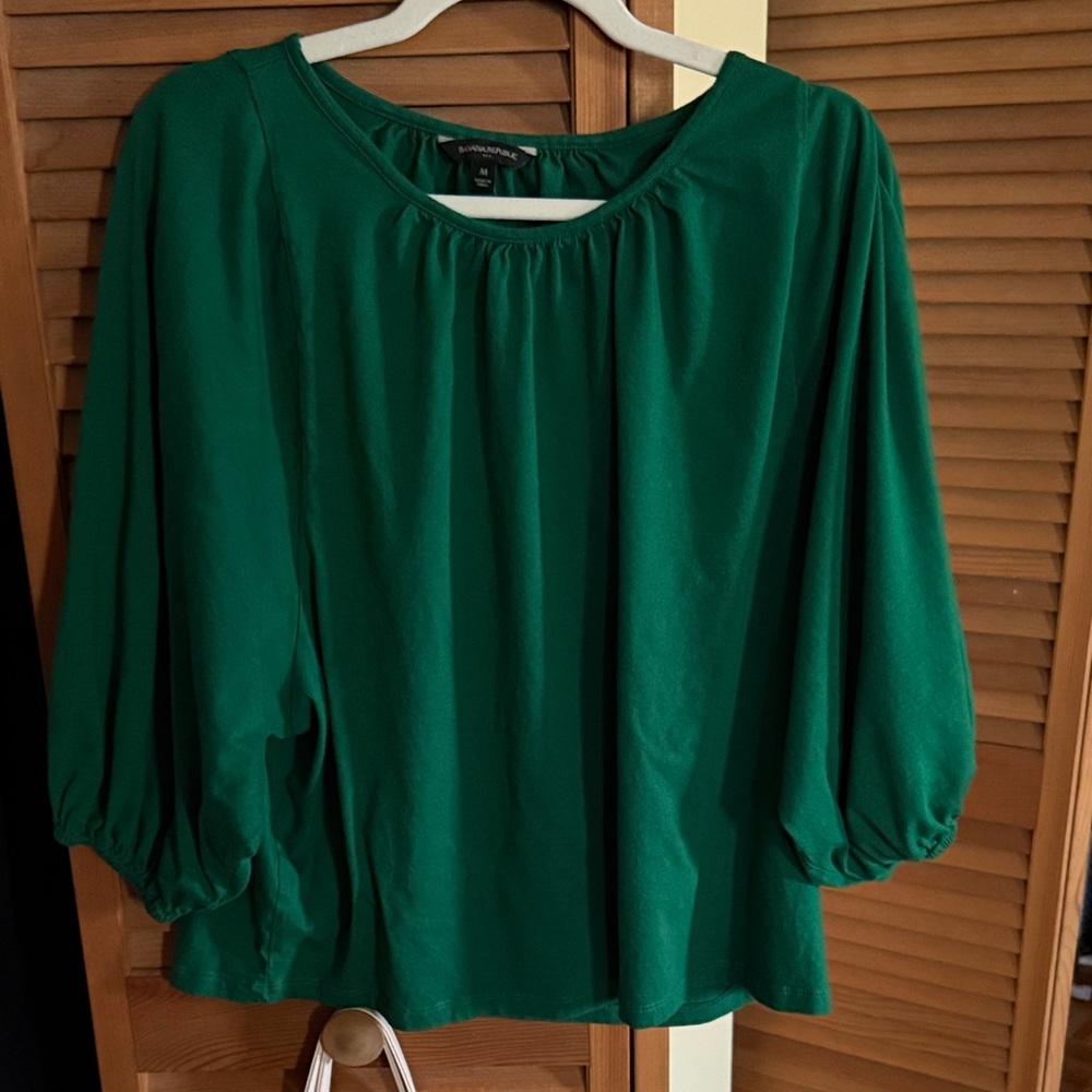 Banana Republic Factory Emerald Green Balloon-Sleeve Blouse